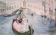 Antique Venice Italy Gondola A Venetian Highway Postcard art Oakland Laurence picture