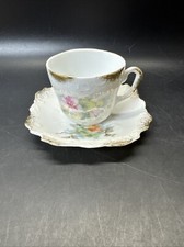 Vintage Silesien Germany Porcelain Mini Cup Saucer Floral picture