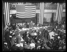 Photo:1931 1932 US Flag Political Meeting Hall Crowd Interior Press Print picture