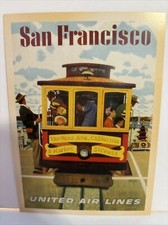 United Air Lines San Fran 5.5” Postcard Print Ad Advertising Paper VINTAGE STYLE picture
