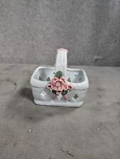 Small Cute Porcelain Basket With Flowers On The Sides Dish picture