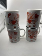 Arthur Wood Fun Pig Coffee Mugs Face on the front and Tail on Back Set Of 4 picture
