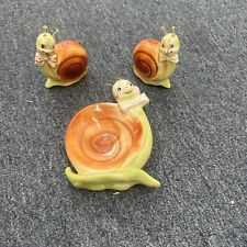 Vintage Enesco Anthropomorphic Snappy The Snail Salt & Pepper Shakers Japan picture
