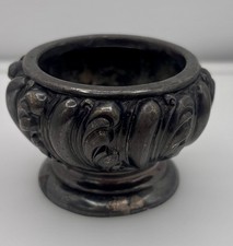 Antique W.R. MFG. CO Silver Plated Open Salt Cellar Victorian Acanthus Leaf picture