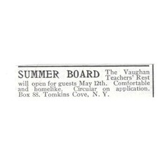 The Vaughan Teachers Rest Summer Board Tomkins Cove NY 1903 Magazine Ad SAG6-S34 picture