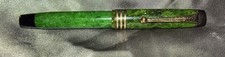 Vintage Sheaffer Green Marbled Celluloid Fountain Pen, Gold Trim, Gold Nib picture