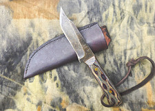 R&A Custom Handmade USA Fixed Blade Hunting Knife 8670 Steel Clip Point Micarta picture