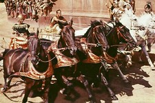 BEN-HUR CHARLTON HESTON STEPHEN BOYD ICONIC CHARIOT RACE 24X36 POSTER picture