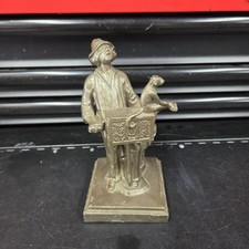 Unique Antique Monkey And Organ Grinder. Made Of Brass. Standing 8in. picture