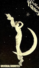 Vintage 1889 Vose & Sons Pianos Trade Card Art Nouveau Moon Celestial Woman picture