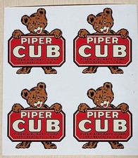 FOUR (4) PIPER CUB AIRCRAFT CO VINTAGE AIRPLANE DECALS LABELS STICKERS 2.25 INCH picture