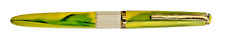 KANWRITE FOUNTAIN PEN, YELLOW/BLUE MARBLED W/ GOLD, EYE DROPPER, FINE, INDIA,#11 picture