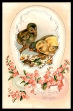Postcard Best Easter Wishes, Chicks, Egg & Flowers picture