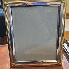 Vintage Burnes of Boston 8x10 Picture Frame Art Deco Brass & Chrome Two Tone picture