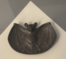 Antique Bronze Bat Ashtray Poche Vide Dish Graphite Grey Patina Very Fine Cast picture