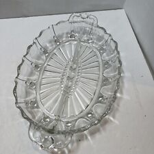 Vintage Anchor Hocking Glass Oyster and Pearl Divided Oval Relish Dish Clear picture