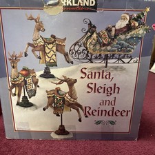 RARE Vintage Kirkland Signature Santa, Sleigh and Reindeer Figurines Set #266018 picture