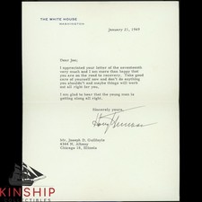 President Harry Truman signed White House Letter JSA LOA Rare Auto Z2363 picture