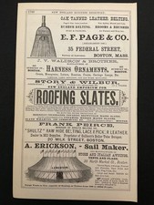 1883 Antique Ad Page A Erickson Sail Maker Awnings Tents & Flags, Spencer Patent picture