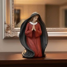 Kneeling Nun Figurine Devotional Art Piece Resin Religious Figure for picture