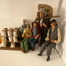 Hand Painted Multicolor People Figurine Set, Fabric & Wood, Painted Finish picture