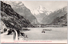 Flüelen Switzerland 1905 Bristenstock Axenstrasse Lake Steamer Mountain Postcard picture