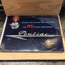 1951 Pontiac Dealer Sales Binder – Silver Anniversary Catalog w/ Paint Chips OEM picture