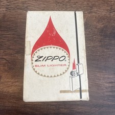 Vintage 1970s Zippo Empty Box Only Brush Finish Red Flame Cardboard picture