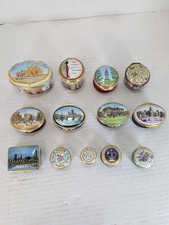 Vintage Halcyon Days English Enamel Trinket Boxes Collection Set Of 13 picture
