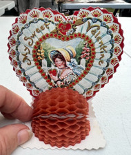 Vintage German 1930s 1940s Pop Up Honeycomb Valentines Card  My Sweet Valentine picture