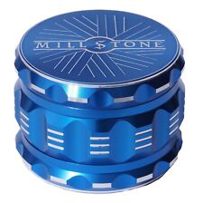 Millstone Herb Tobacco Grinder Large  4-Piece Metal 2.5 inch Magnetic Top Blue picture