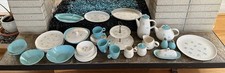 Vintage Vernonware Teal/White Heavenly Days Dish Set picture