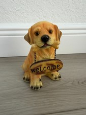 Retriever Labrador Puppy Welcome Sign Dog Statue Figurine Home Decor picture