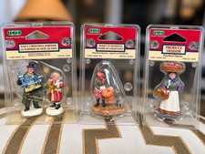 Vintage Lemax Christmas Village Figurines Bundle of 3 Retired 2001–2004 NIB picture