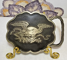 Vintage Old Forge Metals Pewter Eagle Belt Buckle E Pluribus Unum USA Western picture
