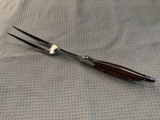 Vintage Griffon Carving Fork Meat Serving Fork Wood Handle Stainless Steel Japan picture
