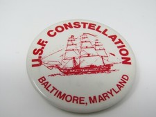 Vintage U.S.F. Constellation Pinback Button Baltimore MD Historic Tall Ship picture