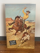 Vintage Acme Boots 1950s Cardboard Advertising Sign Easel Back Stand picture