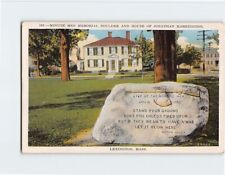 Postcard Minute Men Memorial Boulder & House of Jonathan Harrington Lexington MA picture