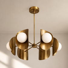 Brass Sputnik Chandelier Mid Century Modern Starburst Ceiling 6 -Light Fixture picture