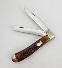☀️Schrade NY USA 293 Vtg Jigged Delrin 2-Blade Trapper Pocket Knife, VERY NICE picture