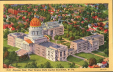 West Virginia State Capitol, Charleston WV Ariel View  c1930 Postcard picture
