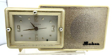 Vintage Radio Bulova Model 100 Tube AM Antique Clock Radio White Gold 1959 MCM picture