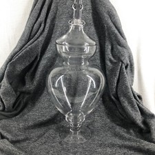 HUGE Vintage Ribbed & Footed Glass Chemist Carboy / Apothecary Display Jar picture