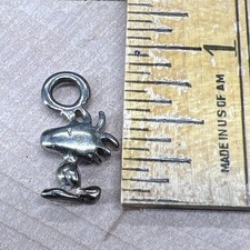 Vintage Peanuts Snoopy Woodstock Bird Charm Pendant Silver Tone Metal Jewelry picture