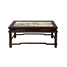 Rectangular Dream Stone Inlaid Rosewood Slender Round Legs Display Stand GB717 picture
