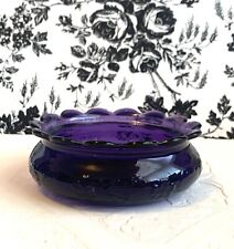 Vintage Purple Glass Trinket or Vanity Dish Ring Holder Scalloped Edge picture