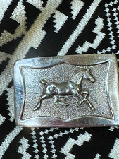 Vintage Sterling Equestrian Horse belt buckle 2.75” wide picture