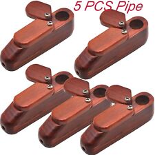 5PC Rotary Cover Wooden Smoking Pipe Portable Wood Pipe with Tobacco Storage Box picture