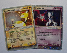 Pokemon Mewtwo EX #101/109 EX Ruby & Sapphire + Ampharos ex 89/97 ex DRAGO HP picture